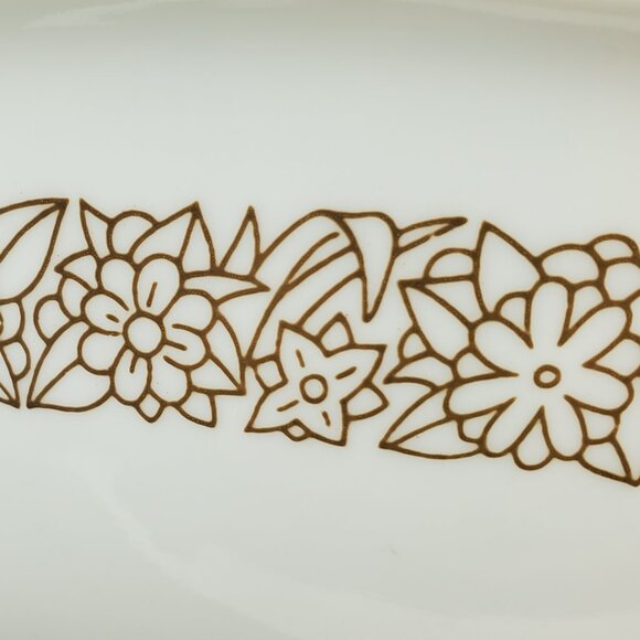 Corelle Woodland Brown Medium Vegetable Serving Bowl Brown Flowers on White Bowl - Picture 7 of 7